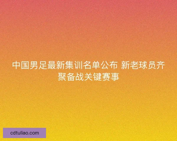 中国男足最新集训名单公布 新老球员齐聚备战关键赛事