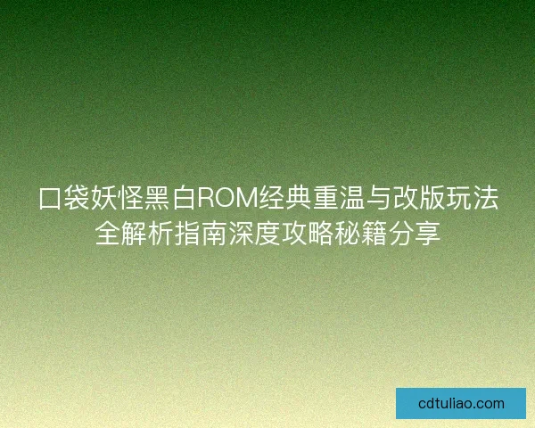 口袋妖怪黑白ROM经典重温与改版玩法全解析指南深度攻略秘籍分享