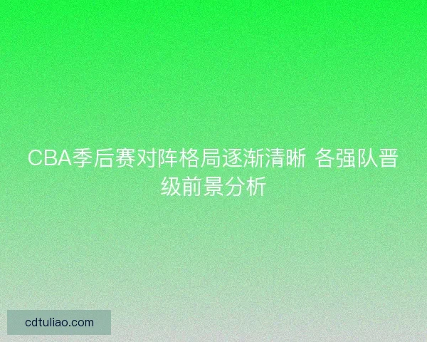 CBA季后赛对阵格局逐渐清晰 各强队晋级前景分析